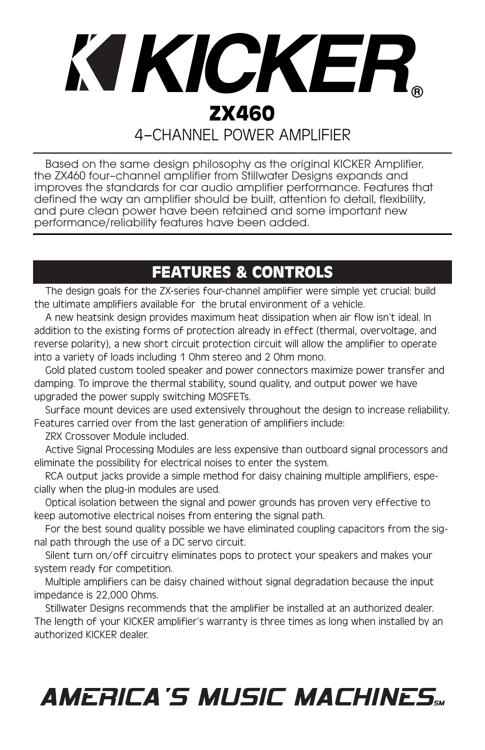 Kicker ZX460 User Manual | 12 pages