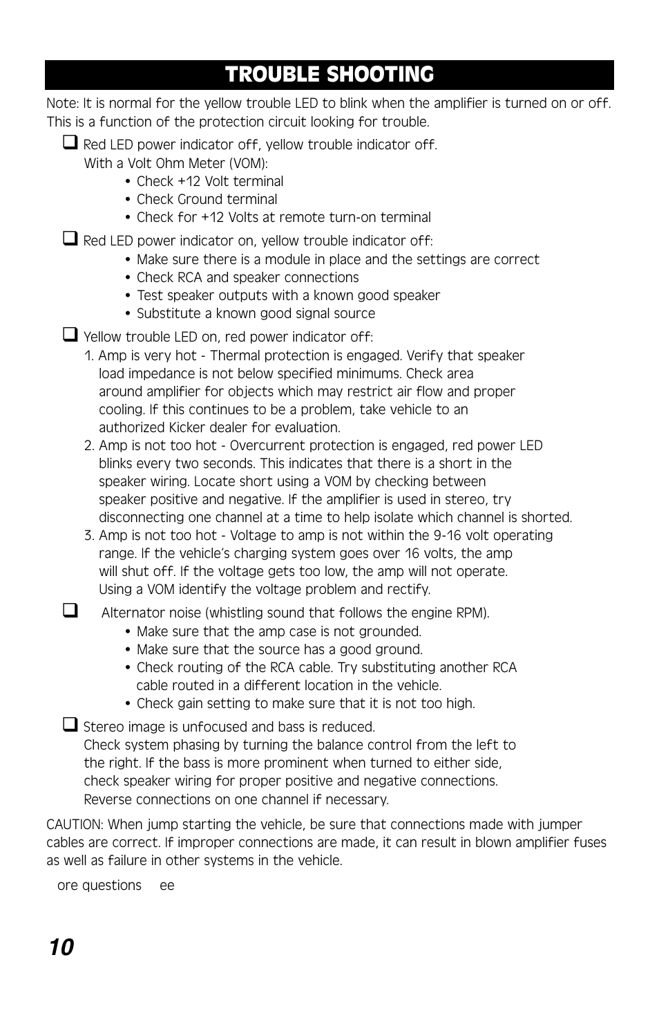 10 trouble shooting | Kicker ZX460 User Manual | Page 10 / 12