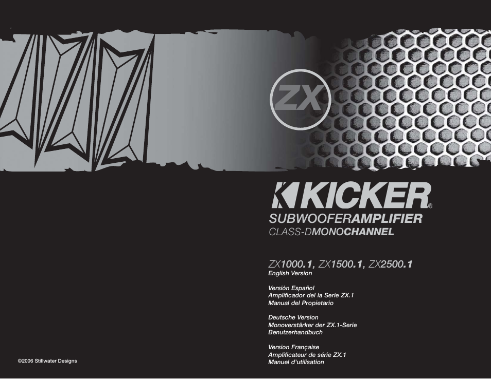 Kicker ZX SERIES ZX1000.1 User Manual | 10 pages