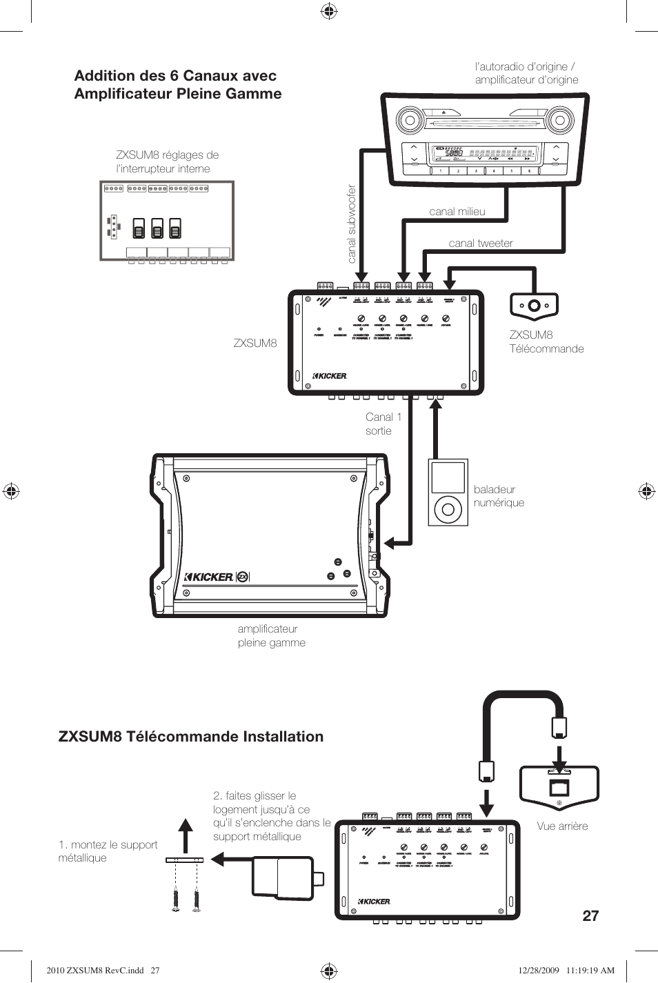 Zxsum8 télécommande installation | Kicker ZXSUM8 User Manual | Page 27 / 32
