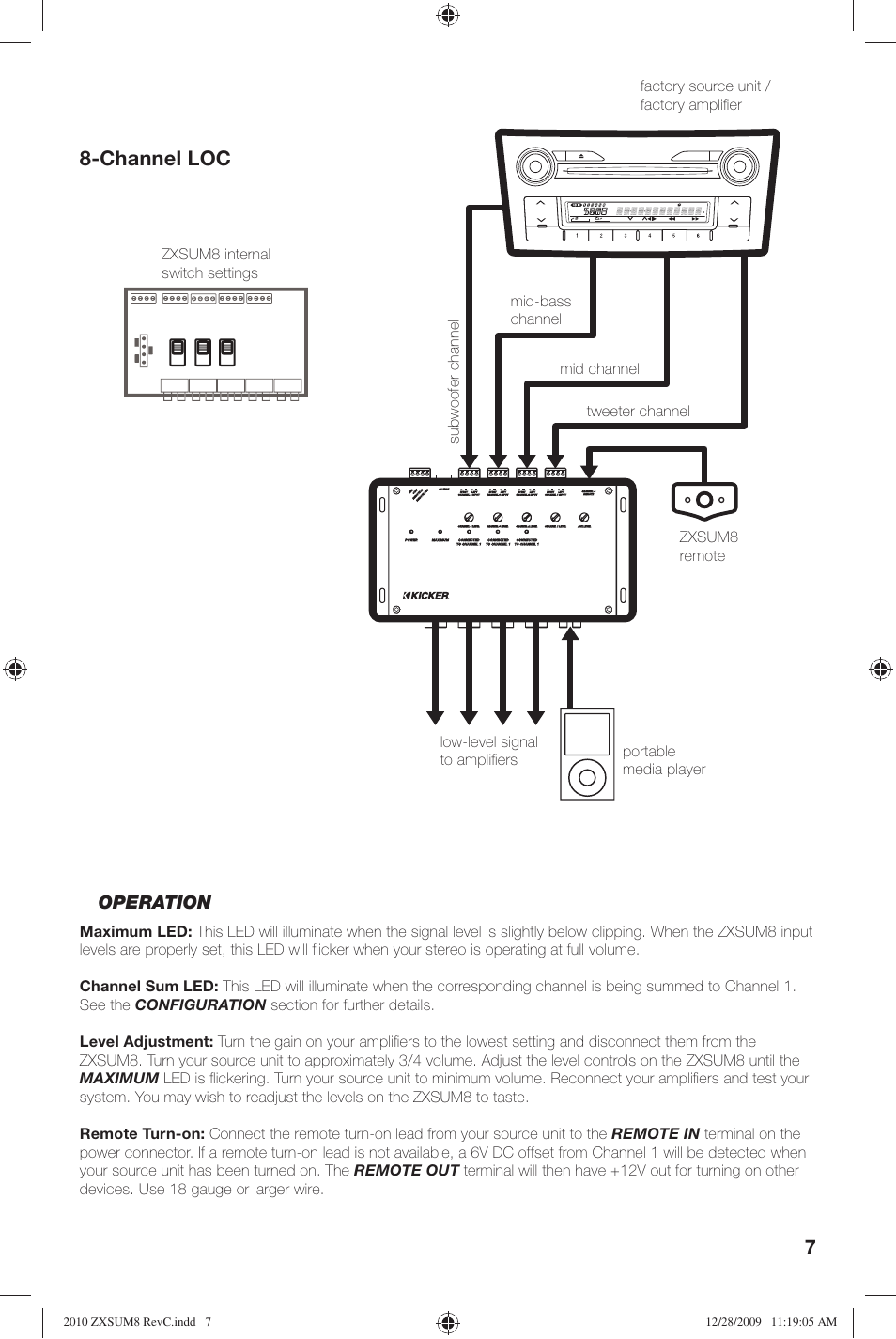 Channel loc | Kicker ZXSUM8 User Manual | Page 7 / 32