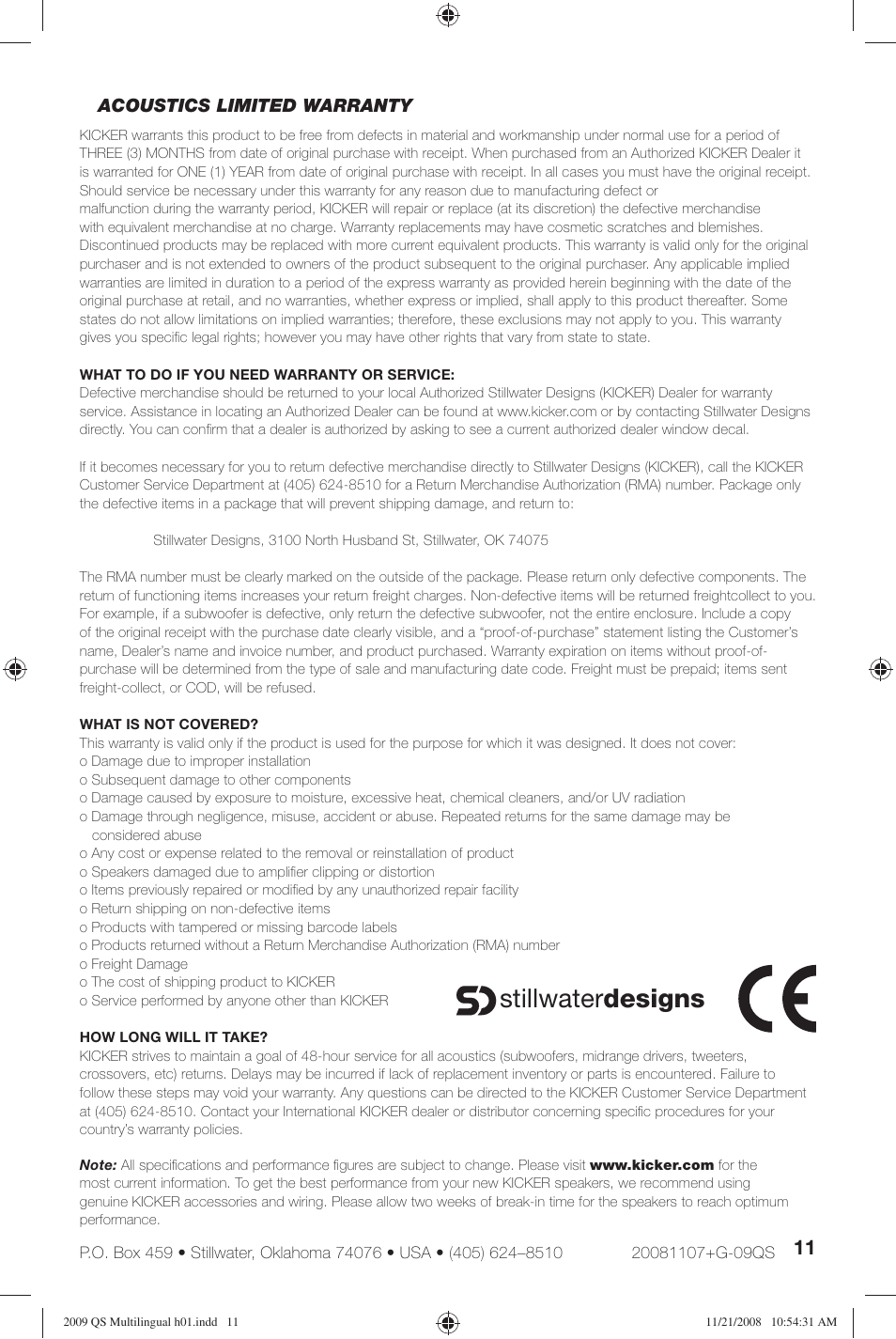 Stillwater designs | Kicker QS60.2 User Manual | Page 11 / 40