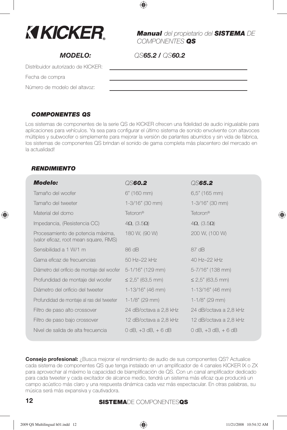 Kicker QS60.2 User Manual | Page 12 / 40