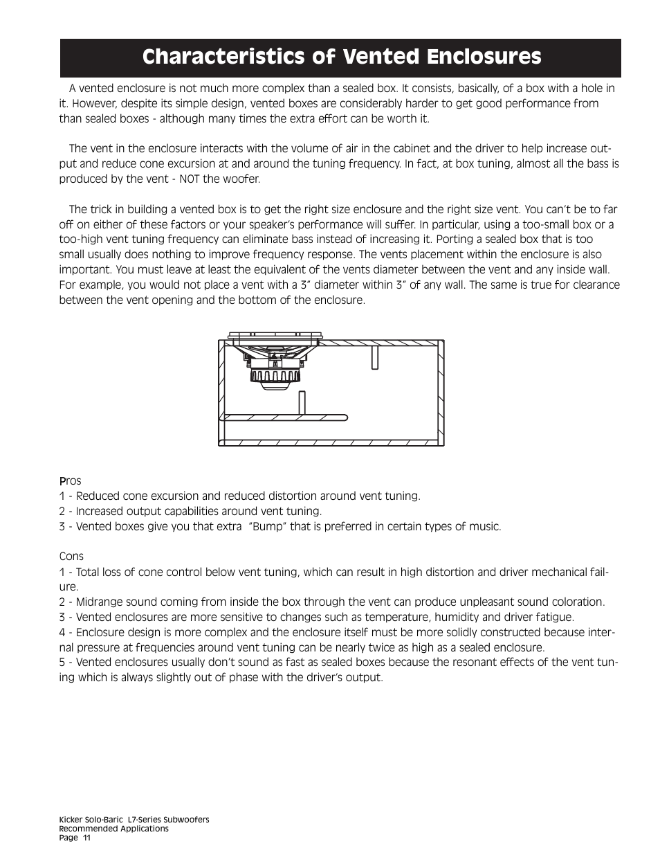 Characteristics of vented enclosures | Kicker L7 User Manual | Page 11 / 36