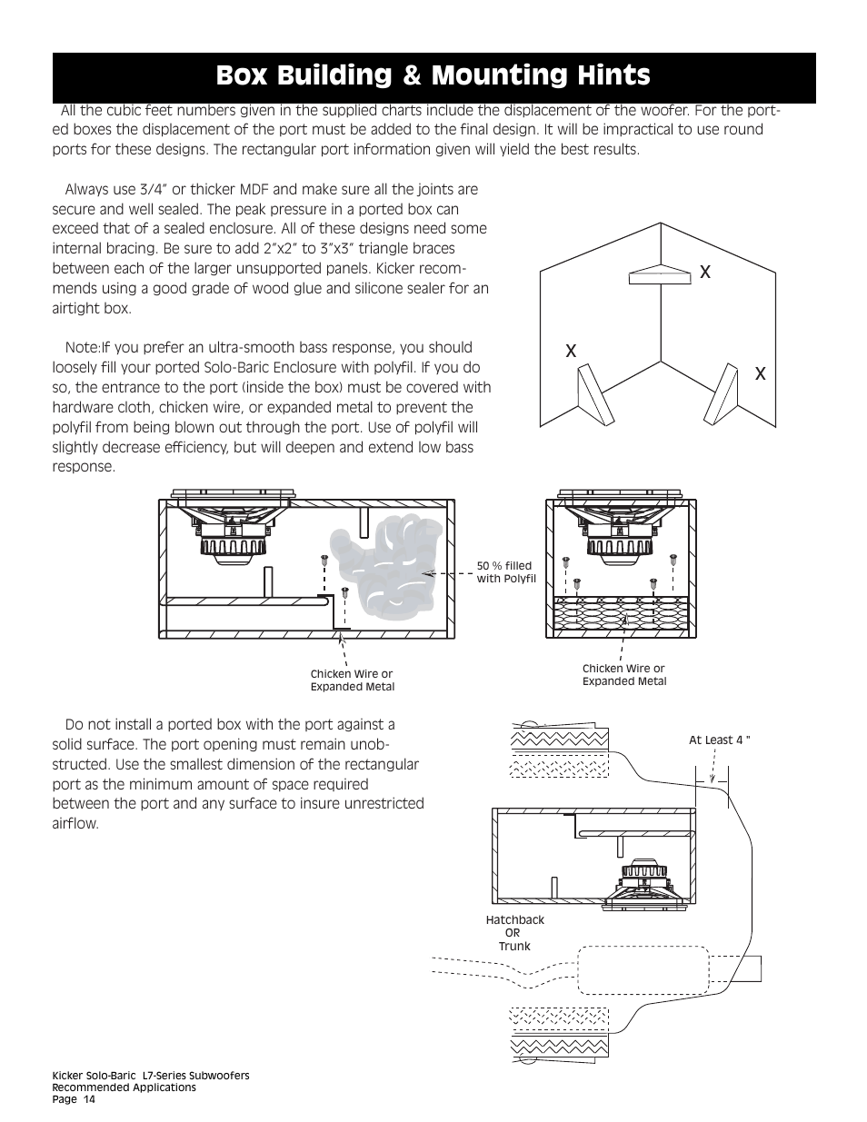 Box building & mounting hints | Kicker L7 User Manual | Page 14 / 36