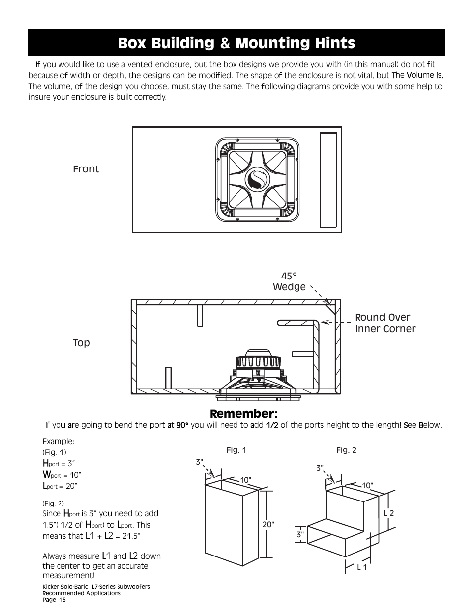 Box building & mounting hints, Remember | Kicker L7 User Manual | Page 15 / 36
