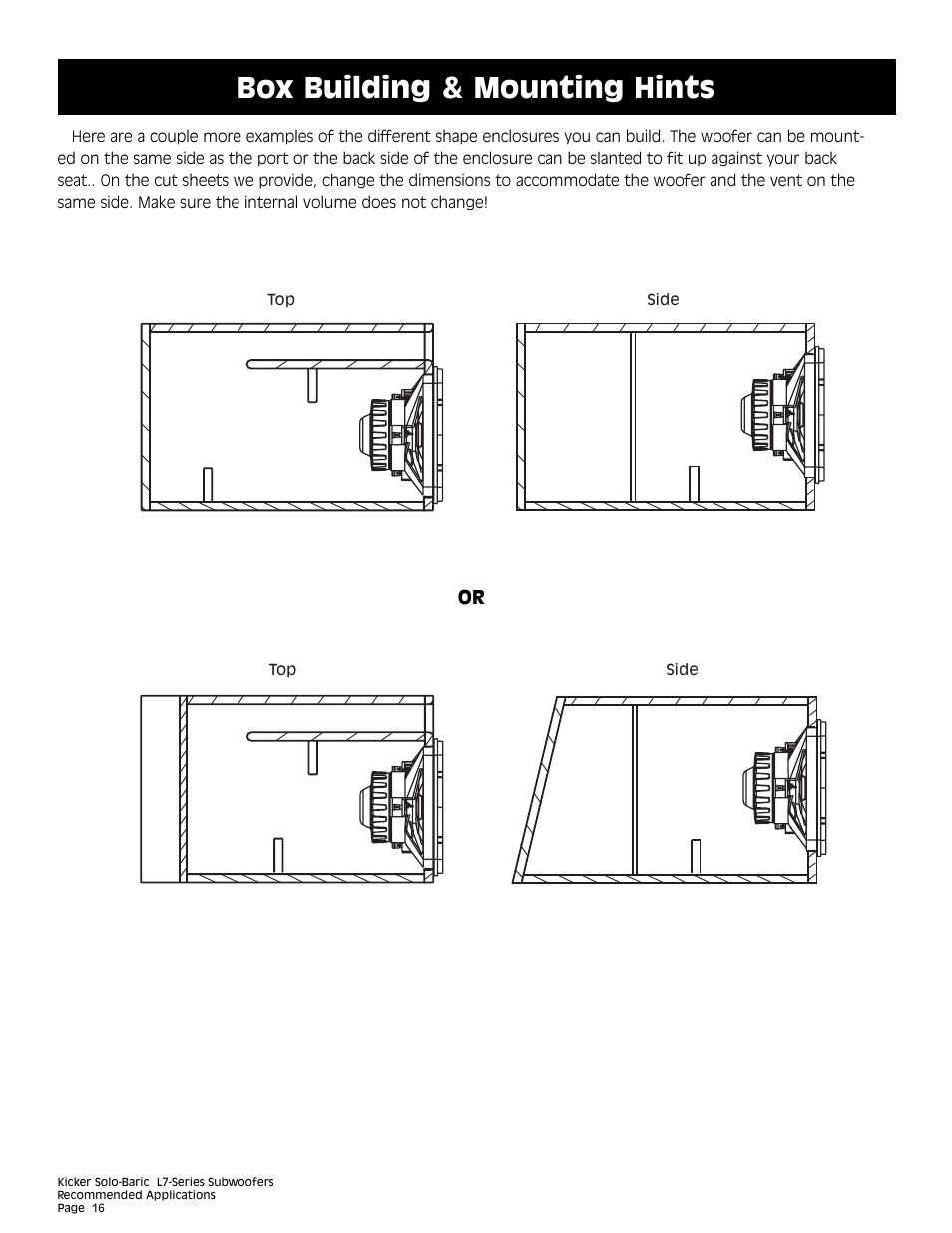 Box building & mounting hints | Kicker L7 User Manual | Page 16 / 36