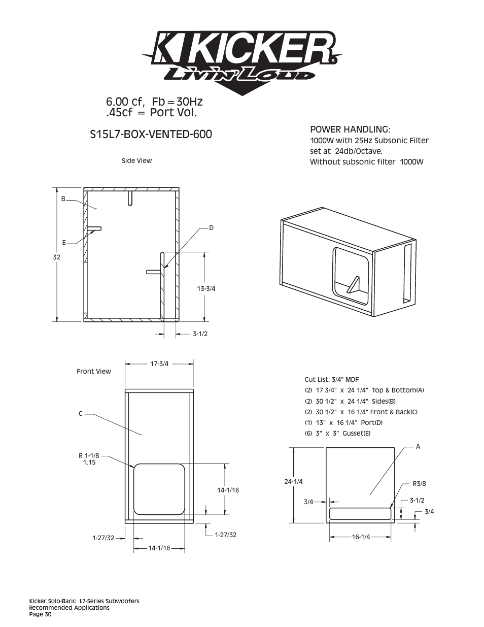 Power handling | Kicker L7 User Manual | Page 30 / 36