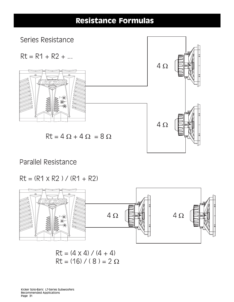 Resistance formulas | Kicker L7 User Manual | Page 31 / 36