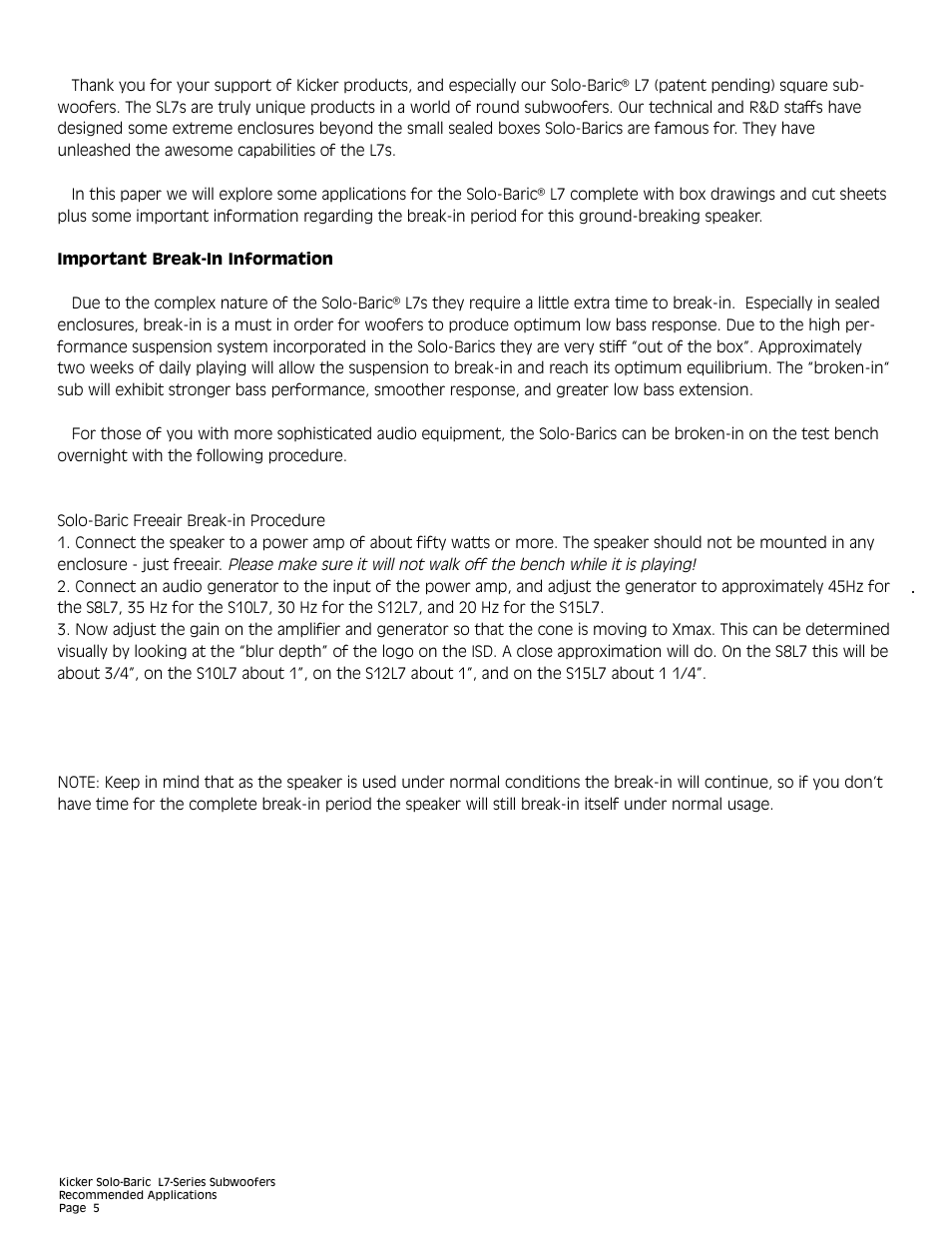 Kicker L7 User Manual | Page 5 / 36