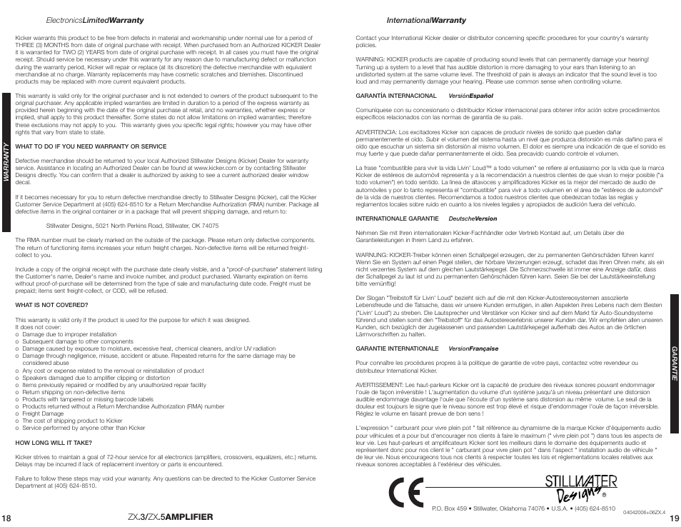 Zx .3/ zx .5amplifier | Kicker ZX700.5 User Manual | Page 10 / 10