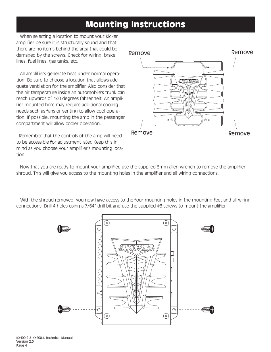 Mounting instructions | Kicker KX200.4 User Manual | Page 4 / 20