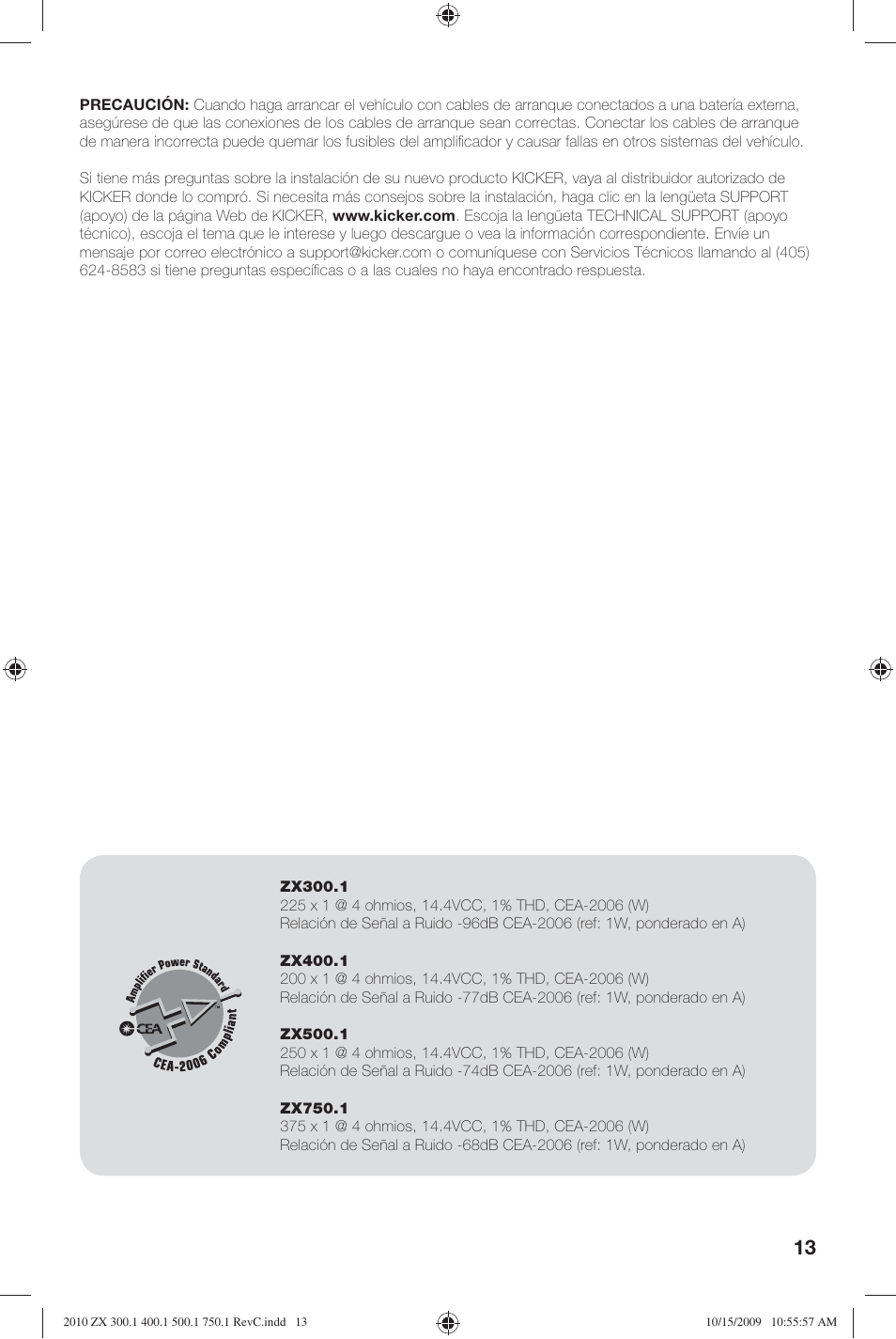 Kicker ZX300.4 User Manual | Page 13 / 28