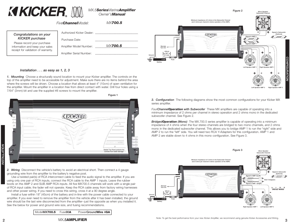 Mx 700.5 | Kicker MX700.5 User Manual | Page 2 / 4