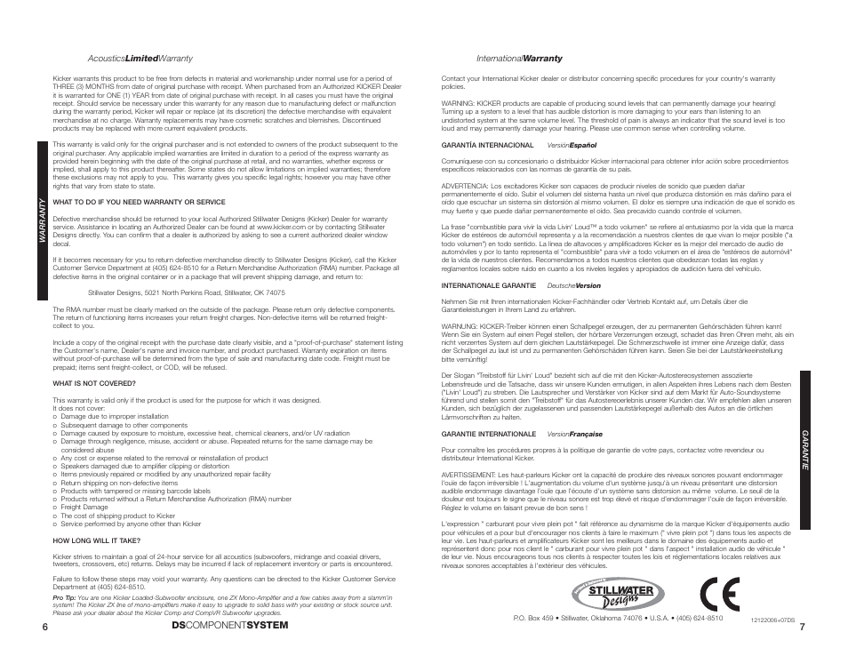 Ds component system 6 7 | Kicker DS600.2 User Manual | Page 4 / 4