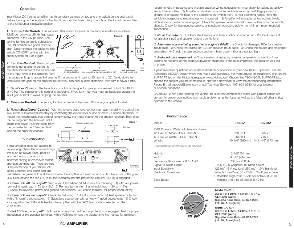 Zx .1amplifier | Kicker ZX400.1 User Manual | Page 3 / 4