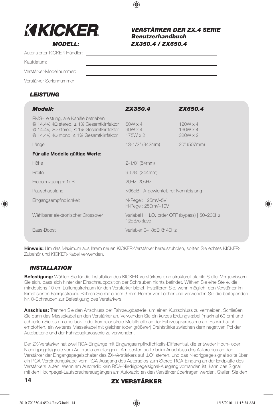 Kicker ZX-350.4  EU User Manual | Page 14 / 28