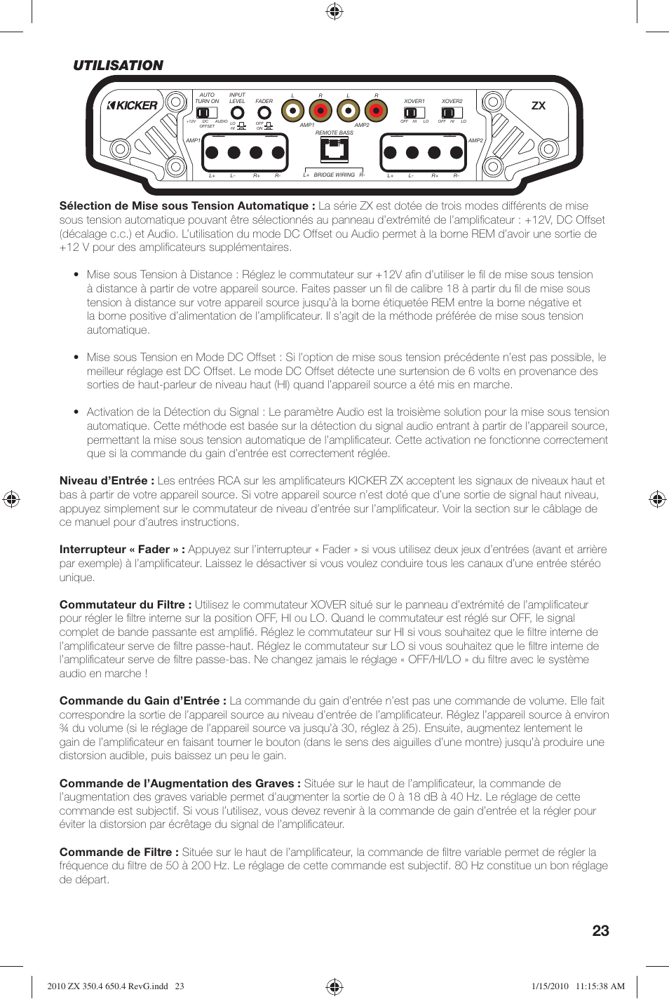 Utilisation | Kicker ZX-350.4  EU User Manual | Page 23 / 28
