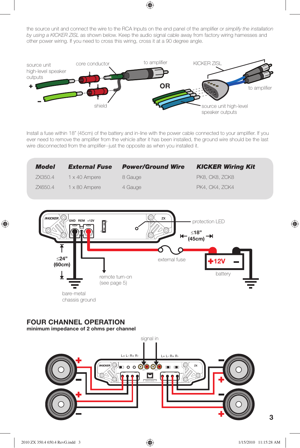 Four channel operation | Kicker ZX-350.4  EU User Manual | Page 3 / 28