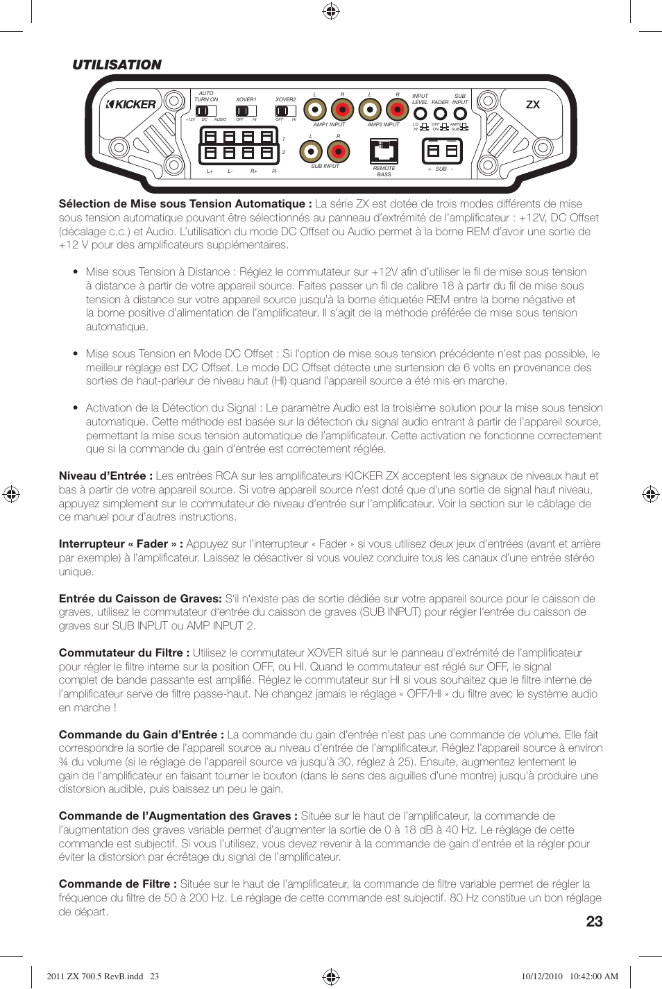 Utilisation | Kicker ZX700.5 User Manual | Page 23 / 28