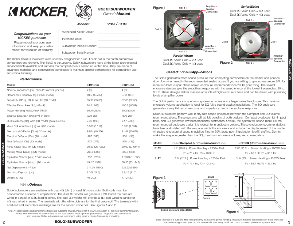 Solo x subwoofer owner’s manual, Solo x subwoofer 3 | Kicker S12X User Manual | Page 2 / 4