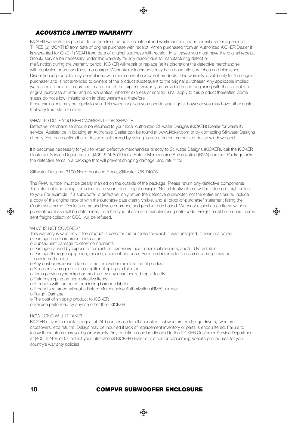 Kicker COMPVR DCVR12  EU User Manual | Page 10 / 12