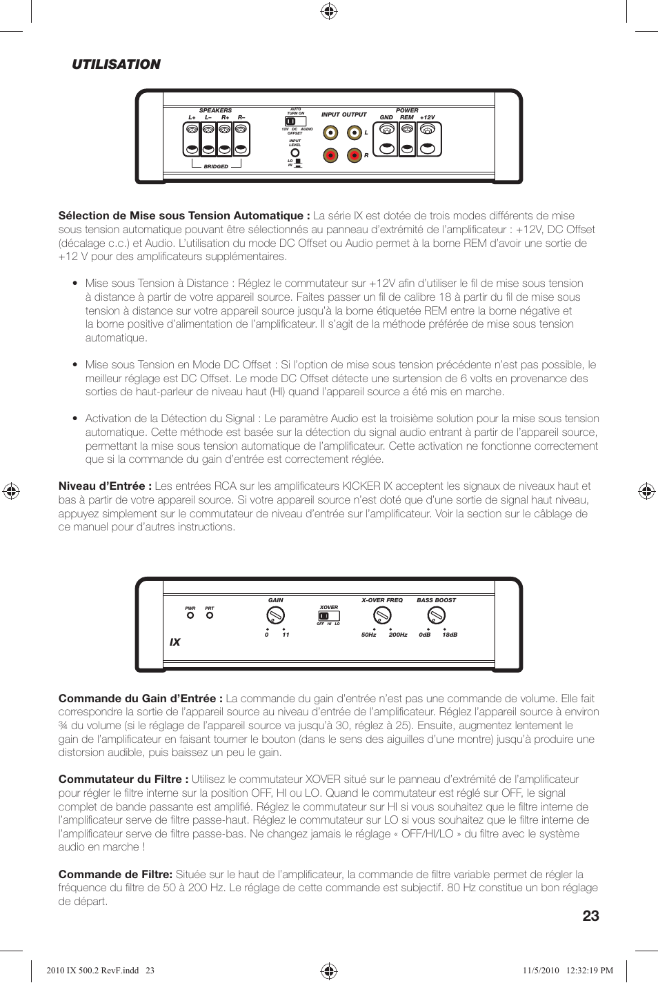 Utilisation | Kicker IX500.2 User Manual | Page 23 / 28