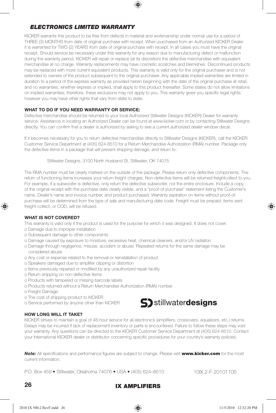 Stillwater designs | Kicker IX500.2 User Manual | Page 26 / 28