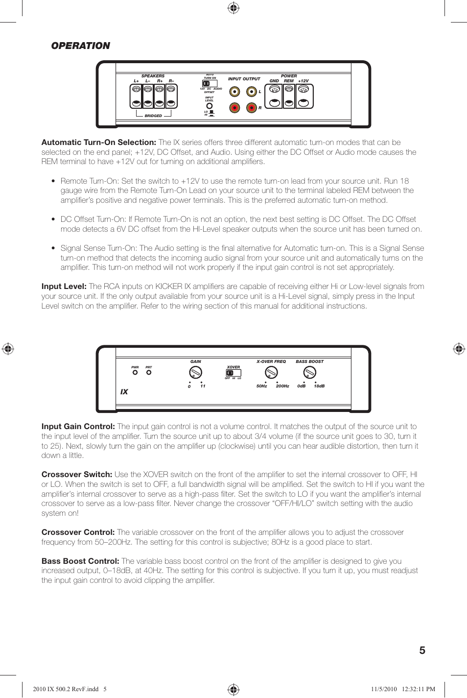 Operation | Kicker IX500.2 User Manual | Page 5 / 28