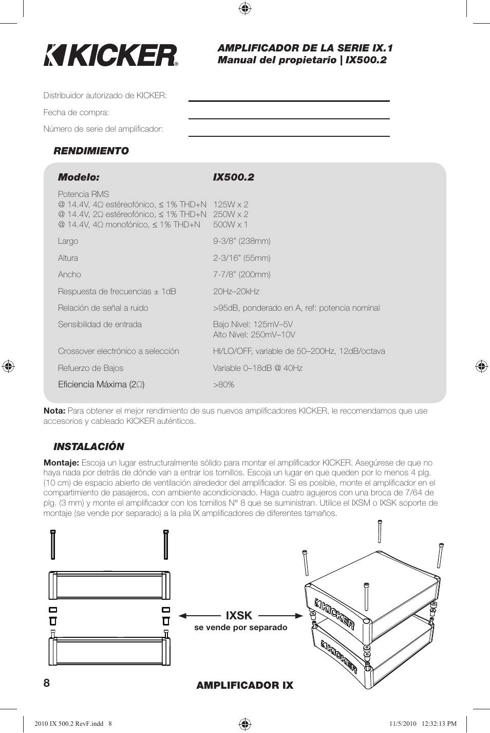 Ixsk | Kicker IX500.2 User Manual | Page 8 / 28