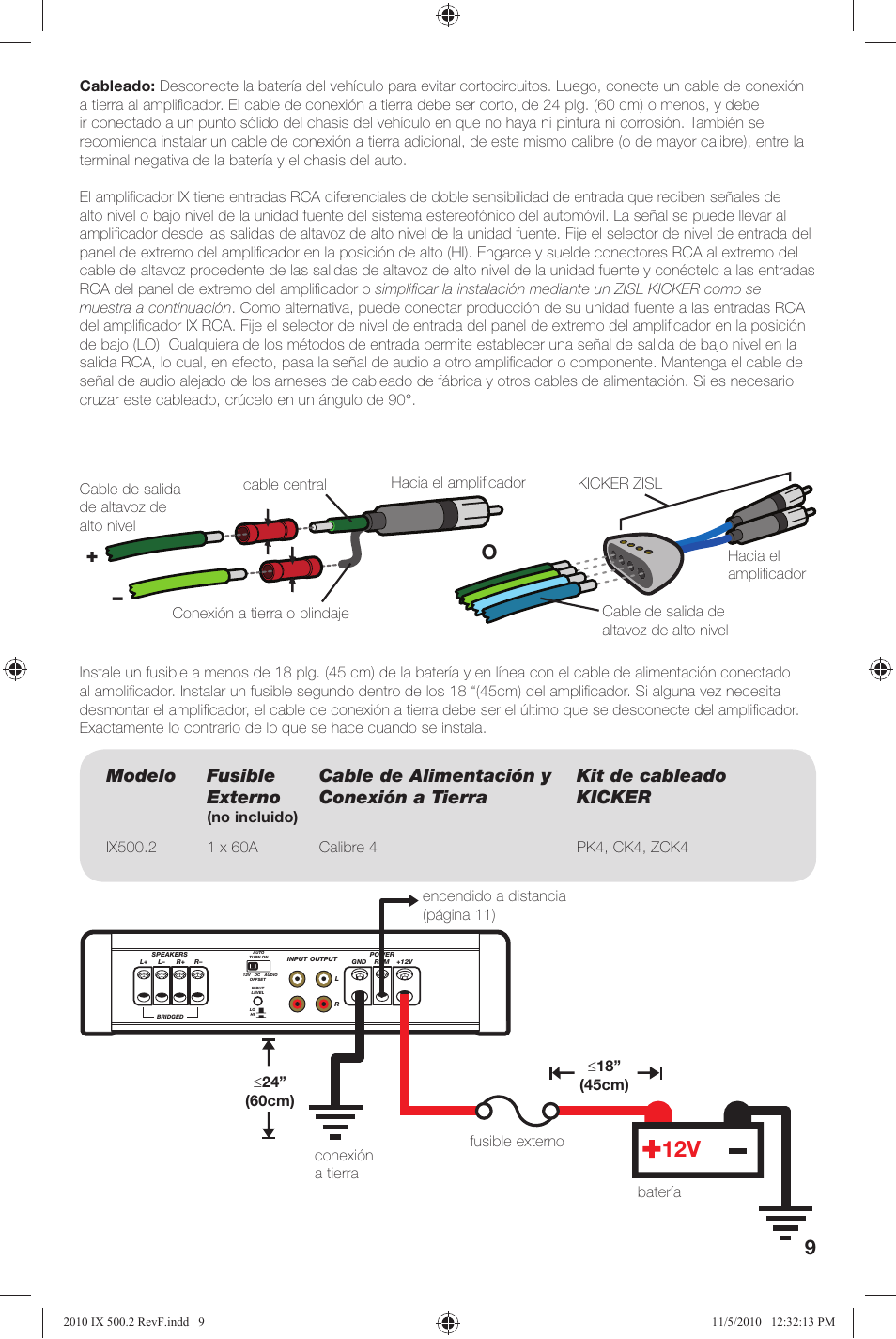 Modelo fusible externo, No incluido) | Kicker IX500.2 User Manual | Page 9 / 28