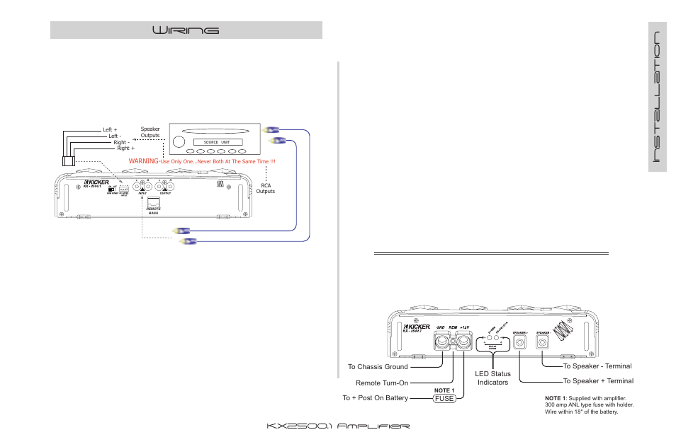 Wiring | Kicker KX2500.1 User Manual | Page 5 / 16