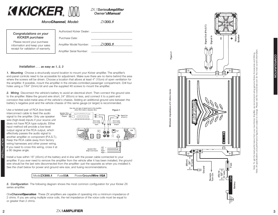 Kicker ZX300.1 User Manual | 3 pages