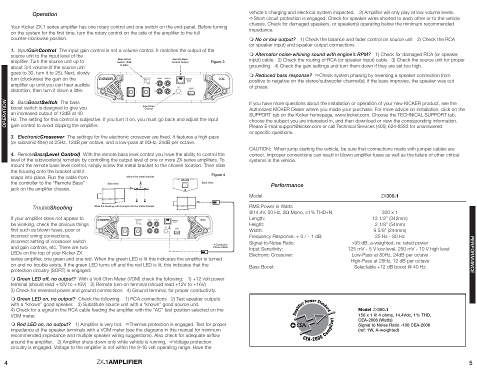 Zx .1amplifier | Kicker ZX300.1 User Manual | Page 2 / 3