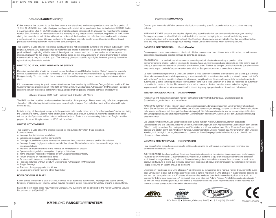 Km t 6 long- range tower system 6 7 | Kicker KMT6 User Manual | Page 4 / 4