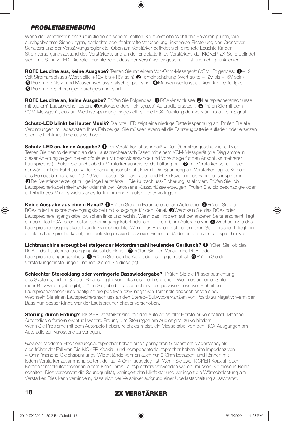 Kicker ZX200.2 User Manual | Page 18 / 28