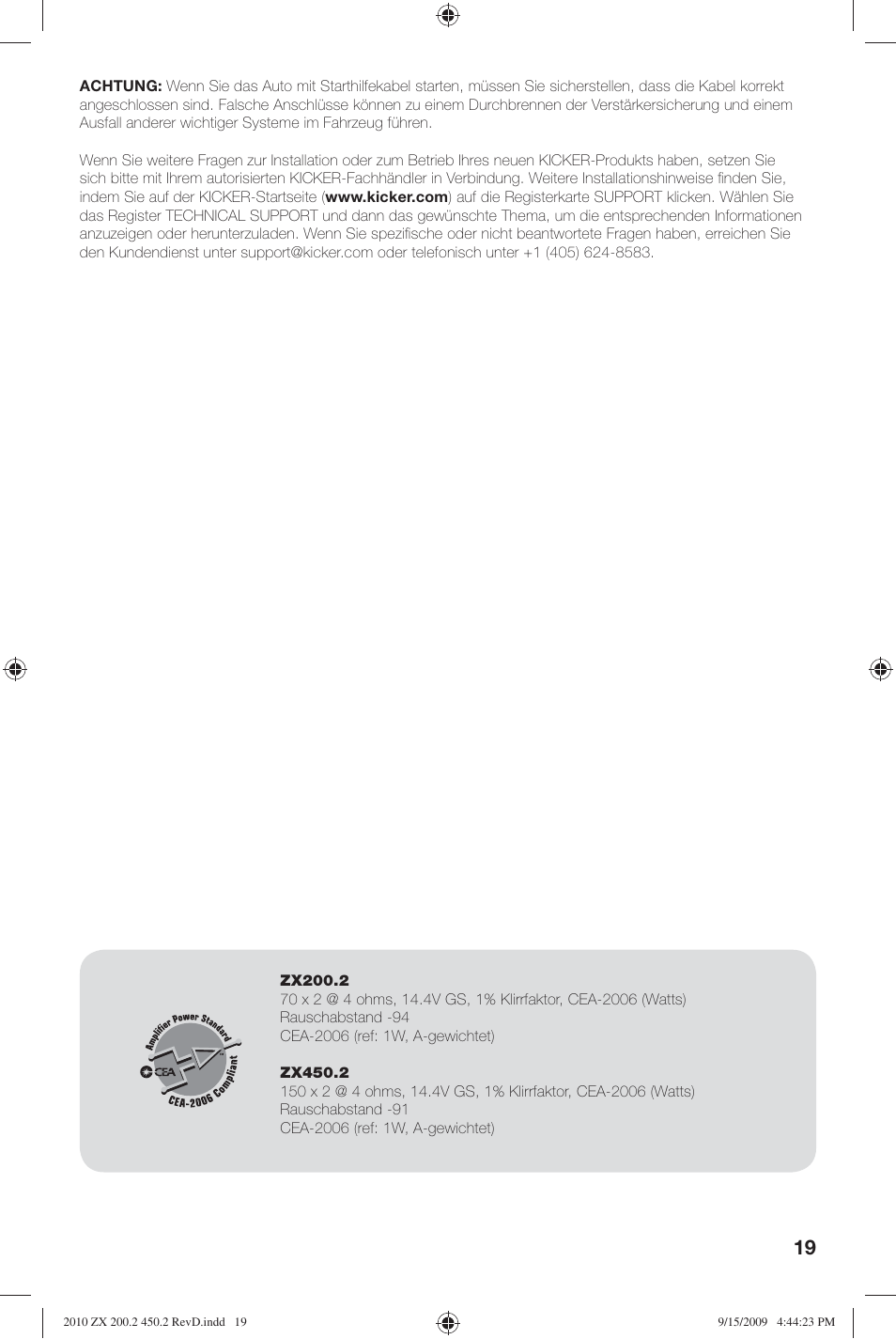 Kicker ZX200.2 User Manual | Page 19 / 28