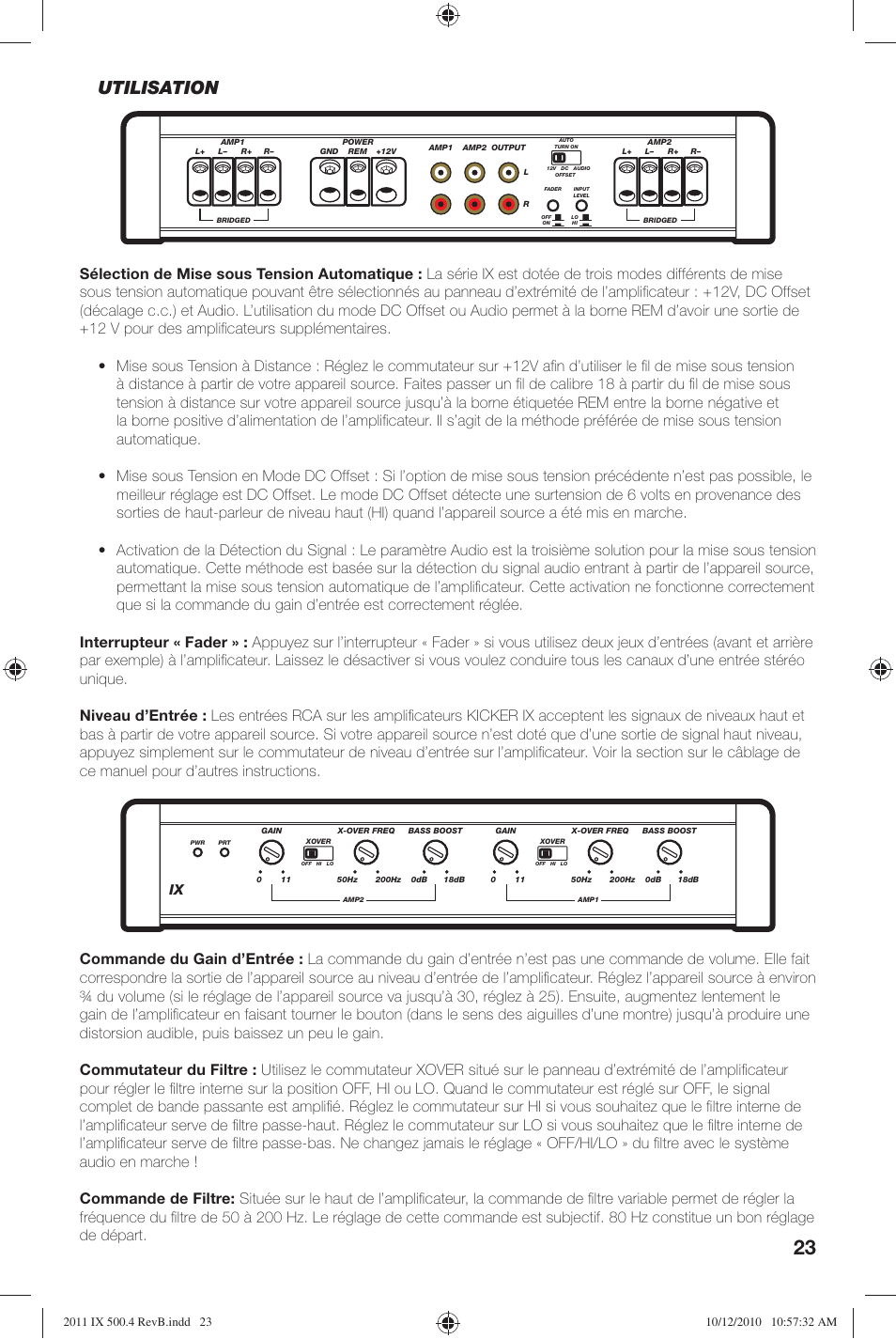 Utilisation | Kicker IX500.4 User Manual | Page 23 / 28