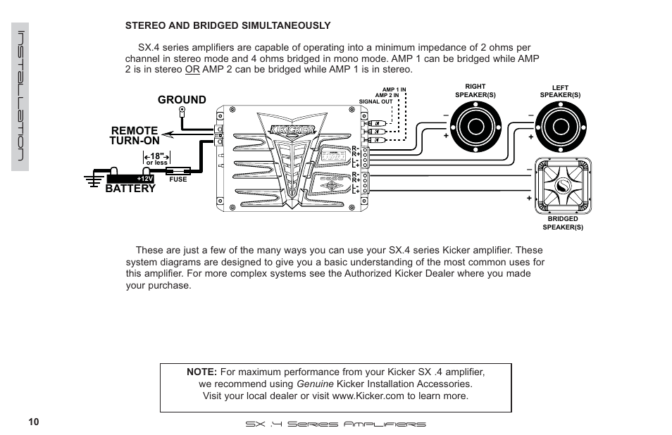 Ground remote turn-on battery | Kicker SX900.4 User Manual | Page 10 / 40