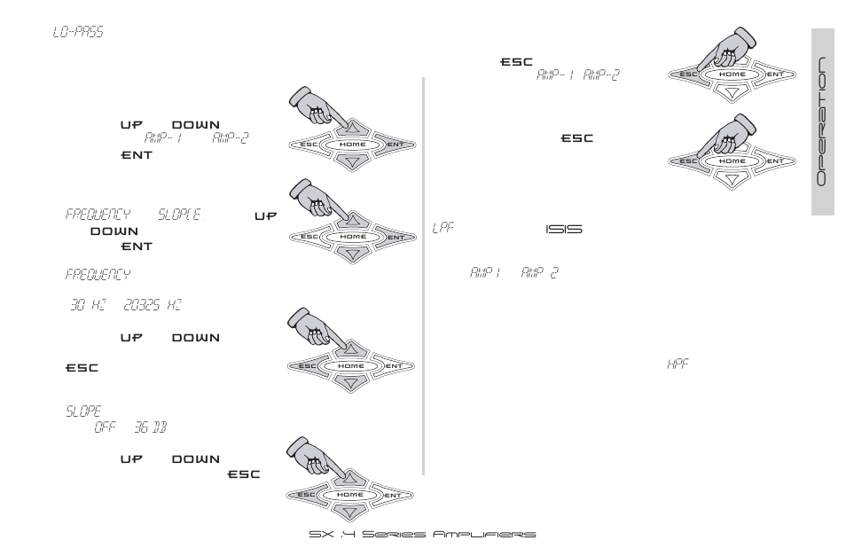 Lo-pass, Amp-1, Amp-2 | Frequency, Slop[e, 30 hz, Slope, 36 db, Amp1, Amp 2 | Kicker SX900.4 User Manual | Page 23 / 40