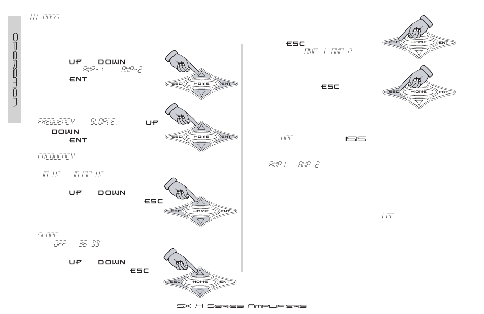 Hi-pass, Amp-1, Amp-2 | Frequency, Slop[e, 10 hz, Slope, 36 db, Amp1, Amp 2 | Kicker SX900.4 User Manual | Page 24 / 40