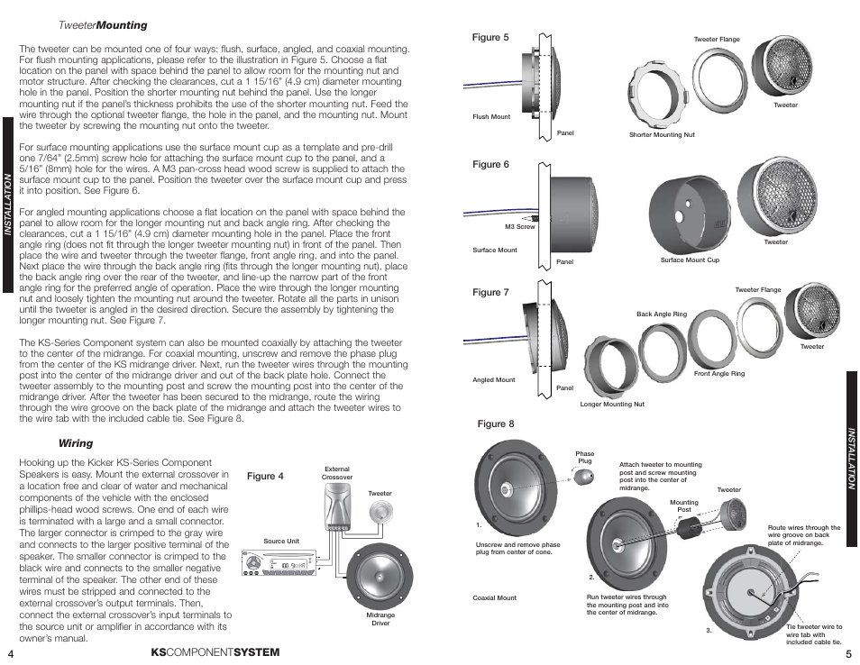 45 ks component system, Tweeter mounting, Wiring | Kicker KS60.2 User Manual | Page 3 / 4