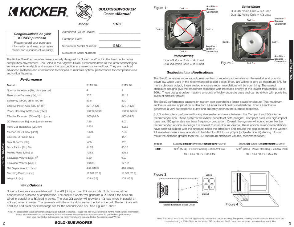 Solo x subwoofer owner’s manual, Solo x subwoofer 3 | Kicker S18X User Manual | Page 2 / 4