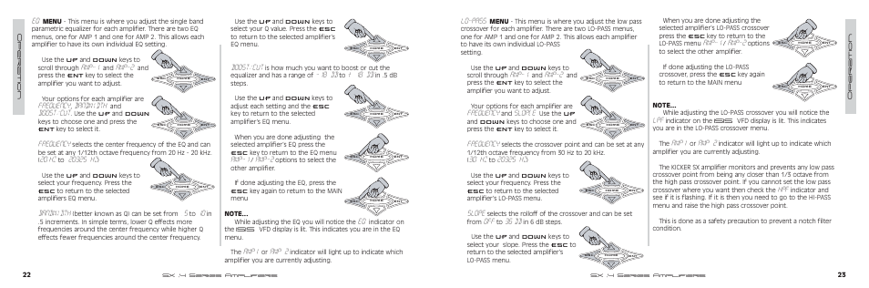 Lo-pass, Amp-1, Amp-2 | Frequency, Slop[e, 30 hz, Slope, 36 db, Amp1, Amp 2 | Kicker SX700.4 User Manual | Page 12 / 20