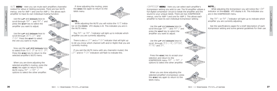 Kompressor, Amp-1, Amp-2 | Red-line, Contour, Attack, Amp- 2, Komp, Amp1, Amp 2 | Kicker SX700.4 User Manual | Page 14 / 20
