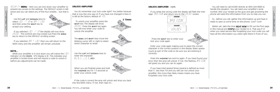 Bad code, Unlock, Security | Lock it up, Don’t lock, Lock | Kicker SX700.4 User Manual | Page 15 / 20