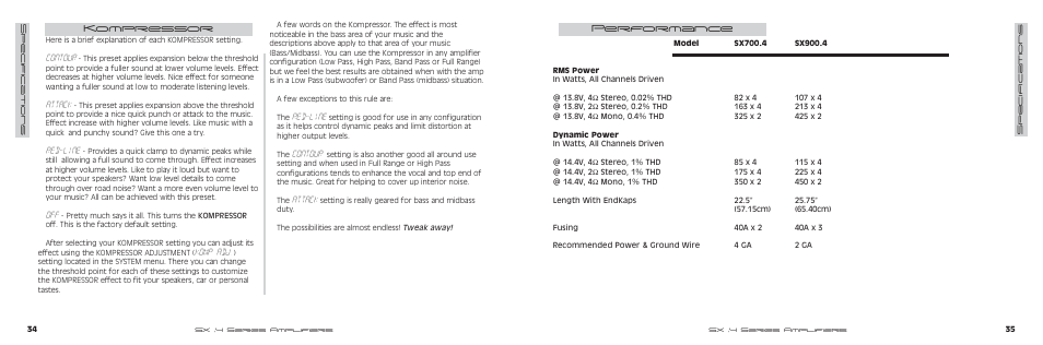Contour, Attack, Red-line | Komp adj, Performance, Kompressor | Kicker SX700.4 User Manual | Page 18 / 20