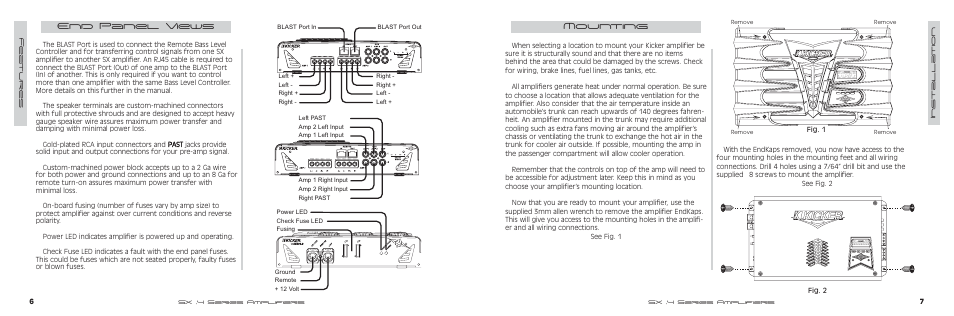 Mounting, End panel views | Kicker SX700.4 User Manual | Page 4 / 20