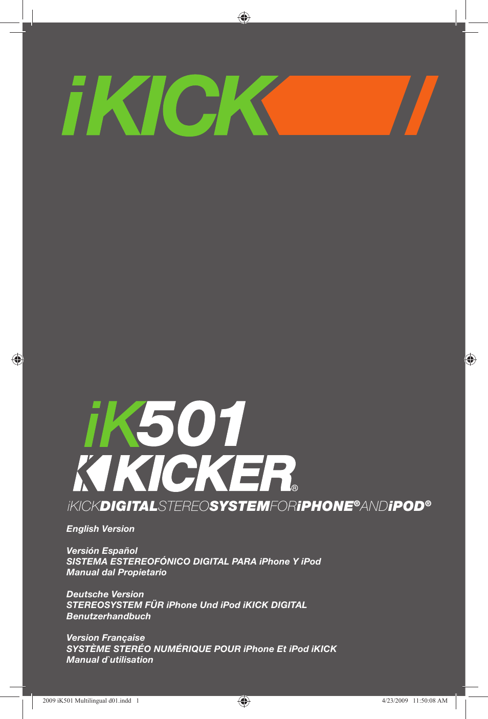 Kicker iKick iK501 User Manual | 20 pages