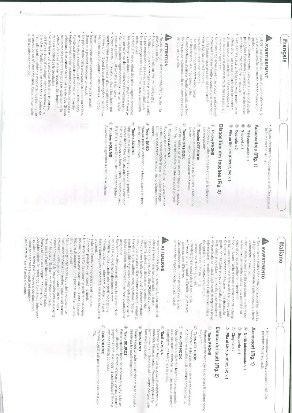 Français, Italiano | Pioneer CD-SR110 User Manual | Page 5 / 9